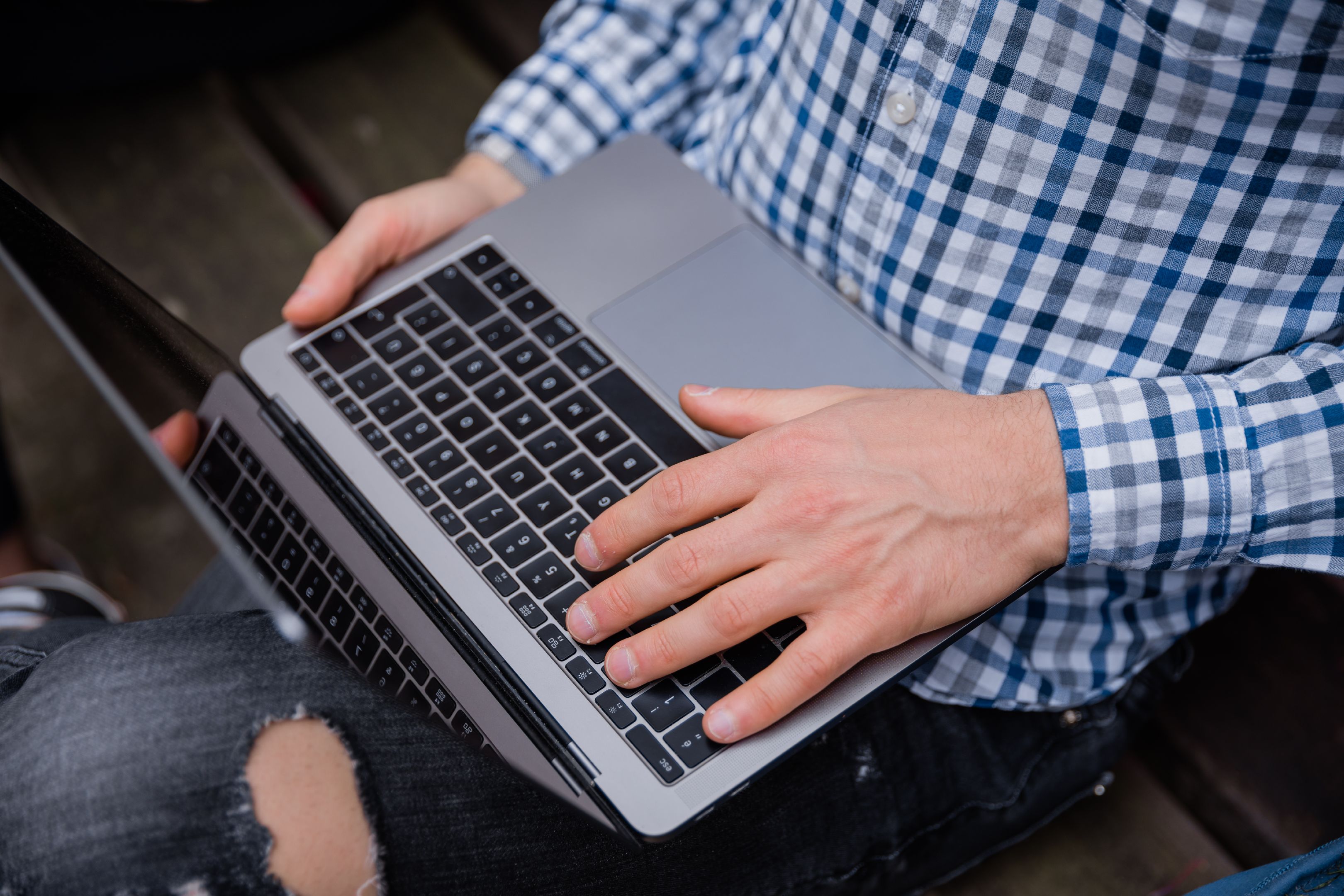A person with a computer