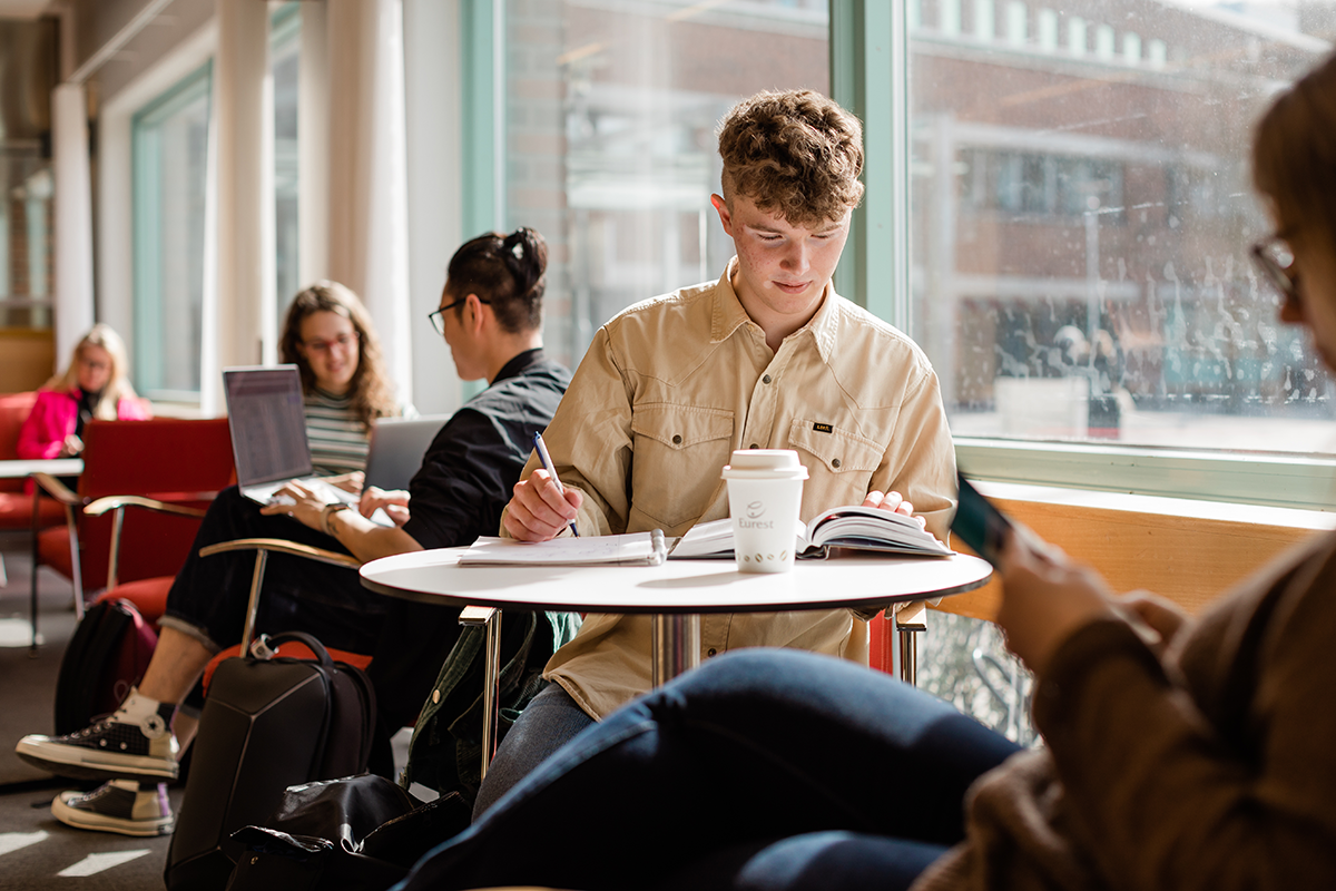 Students in the university library