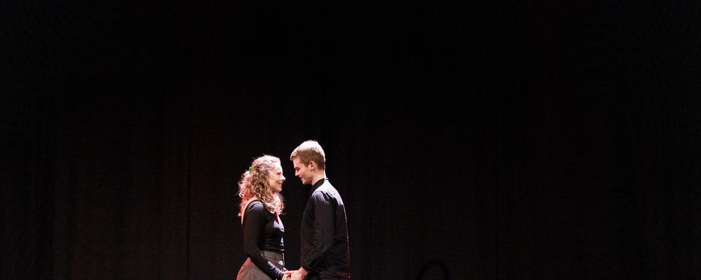 Two musical theatre students on stage