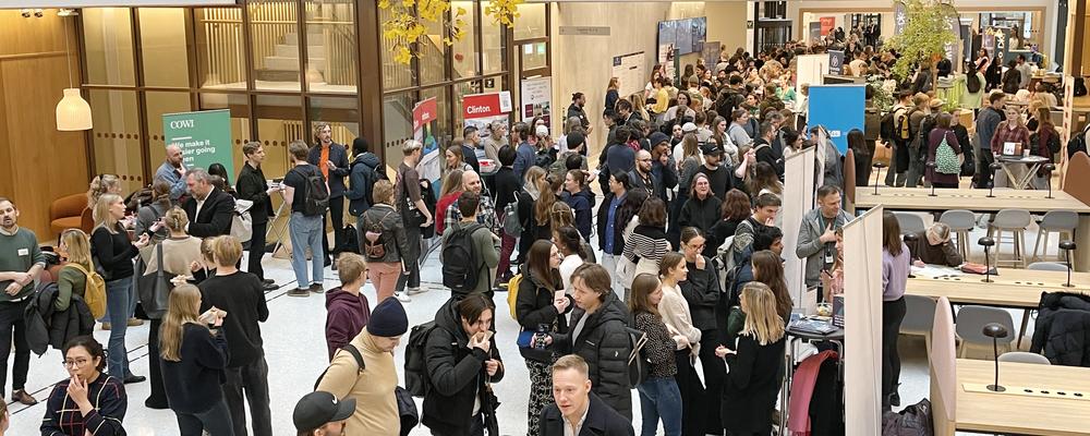People talking to each other at the career day
