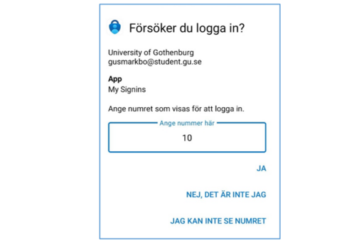 Test i appen Micosoft Authenticator