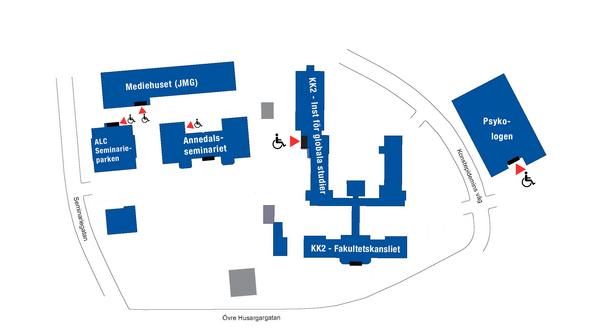 Kartskiss över campus Linné