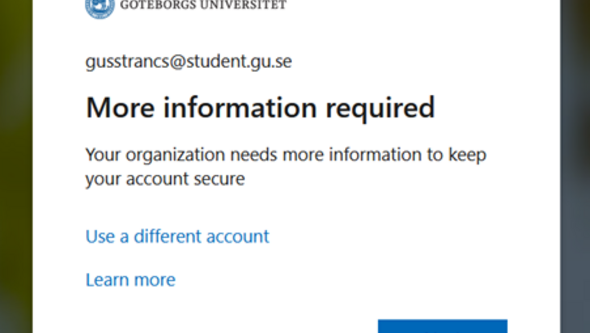 Image of login box to Microsoft 365 and the text "More information required".