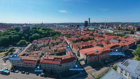 Drönarbild över Campus Haga