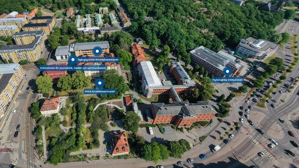 Drönarbild över campus Linné